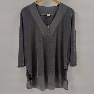 Poetry Linen Blend Top Size Medium Relaxed Gray
